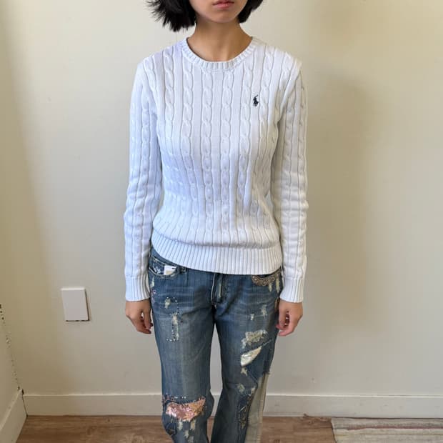 폴로 화이트 스웨터