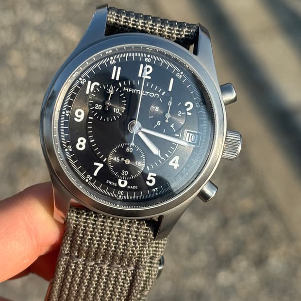 급처 해밀턴 카키 필드 크로노그래프 쿼츠 시계