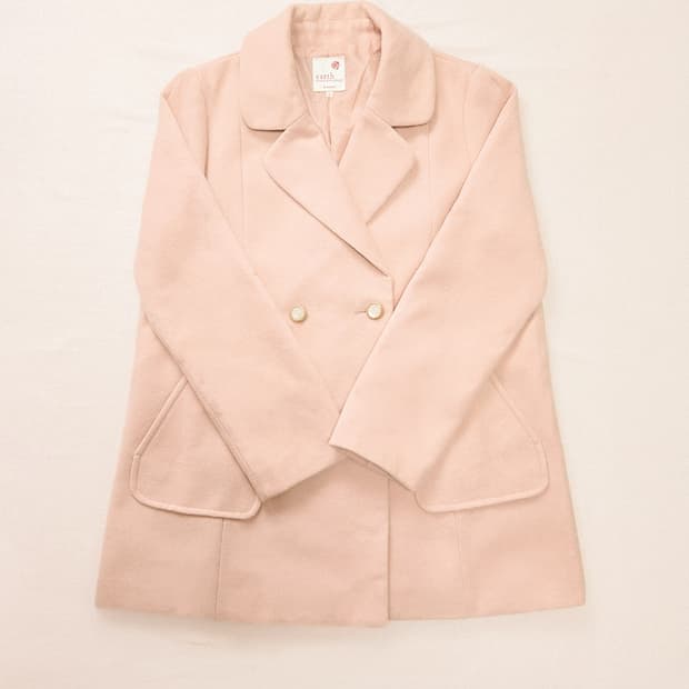 히메  피치 핑크 진주 버튼 코트