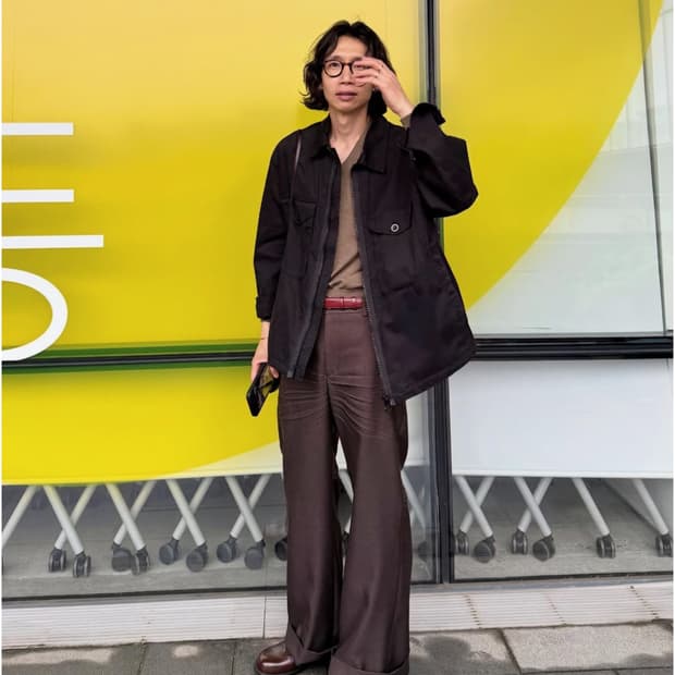 [새상품] 25FW 렉토 크리즈 디테일 플레어 팬츠 빈티지 브라운