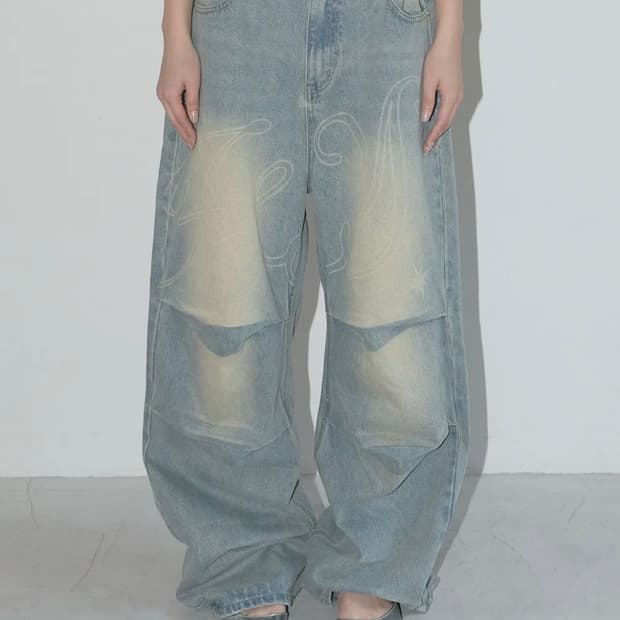 팬시클럽 엔젤 빈티지 워싱 핀턱팬츠 (BLUE)