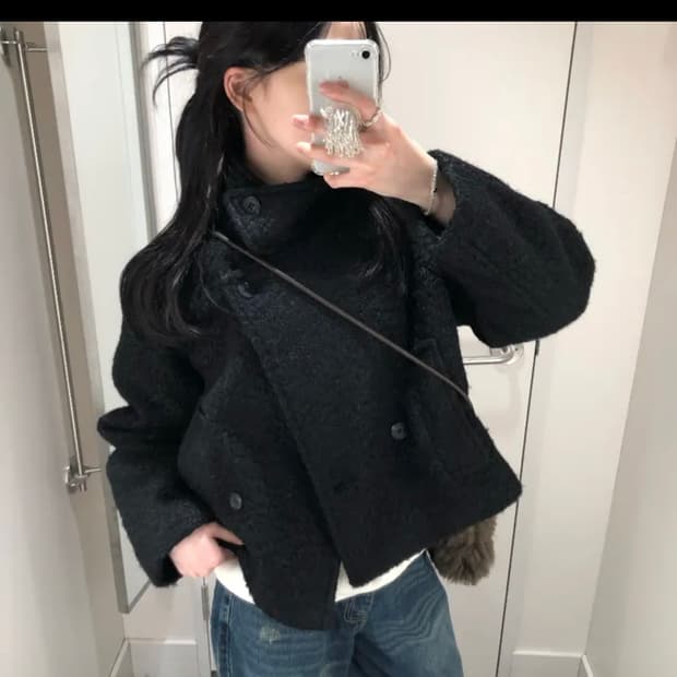 부클 더블 하프 코트/ 미니 코트/ 누빔 코트