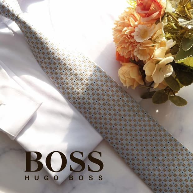 휴고 보스 실크 스카이블루 패턴 넥타이 8.5cm A+등급 K1902
