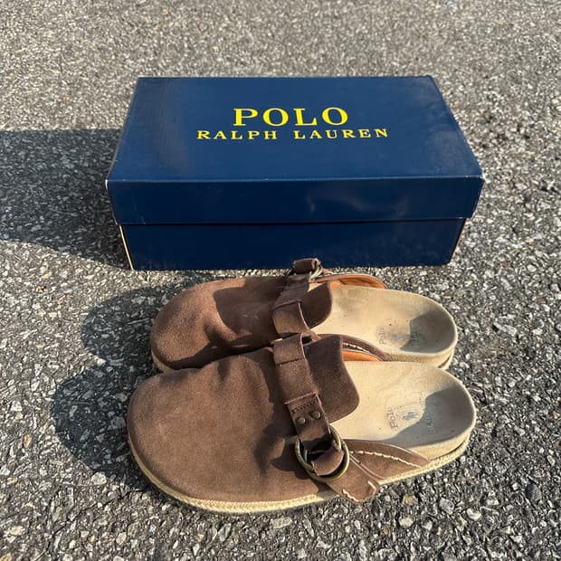280 폴로 랄프로렌 스웨이드 클로그 뮬 보스턴 브라운