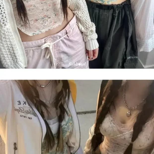 어항빈티지 러블리힙 플라워수채화 레이스 슬리브리스 나시