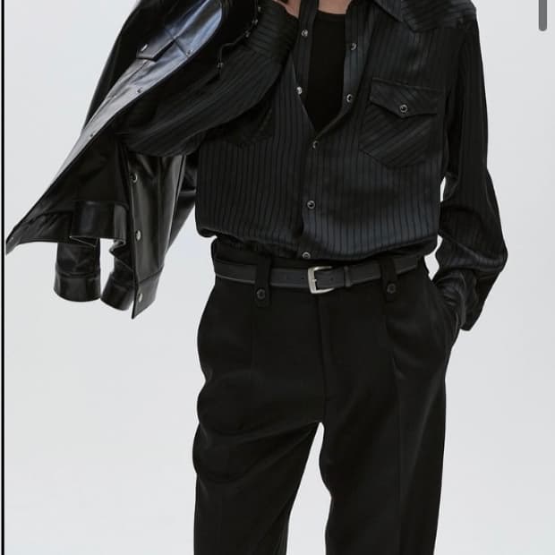 세비지 웨스턴 스트라이프 셔츠 black L