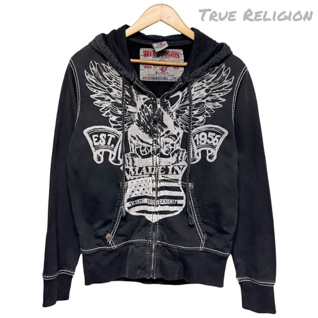 3805 트루릴리젼 빅로고 프린팅 후드집업