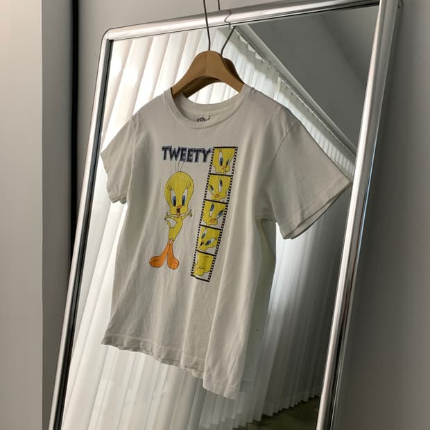 90's 트위티 루니툰즈 워너 브라더스 미국 빈티지 반팔 티셔츠 XS