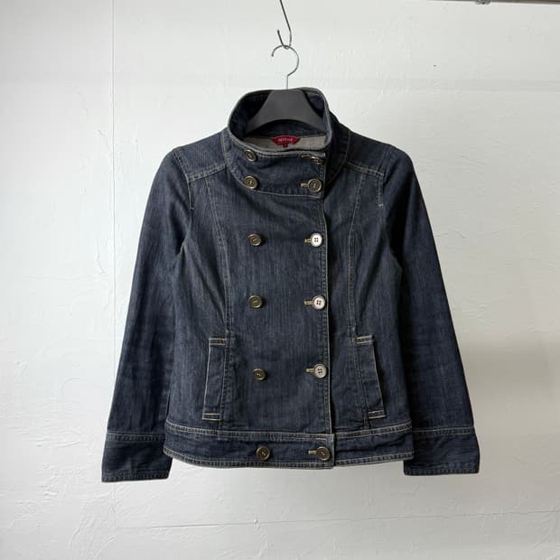 Hushush 더블 브레스트 데님 자켓