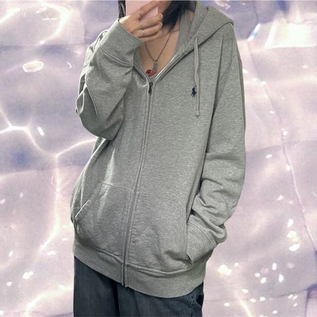 폴로 랄프로렌 신형 기모 후드집업 그레이 XL