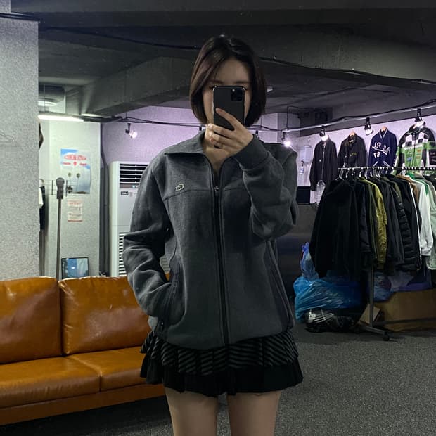 라코스테 빅로고 차콜 코튼 집업 B2790