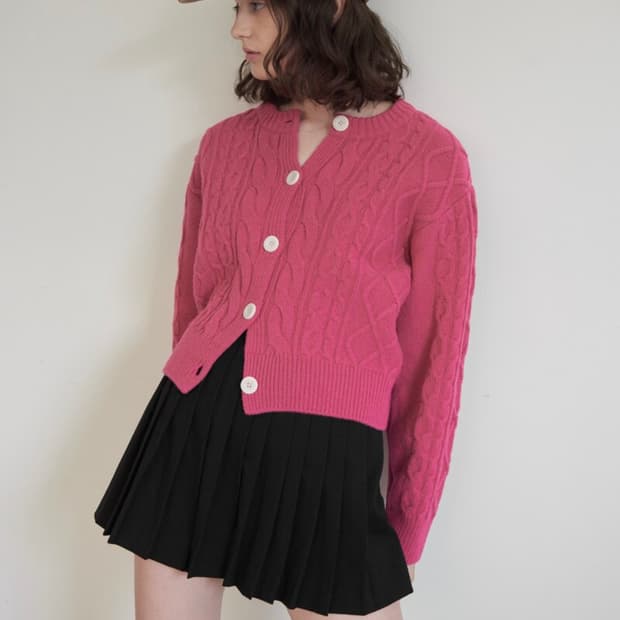 헤더먼트 그레니 가디건 핑크