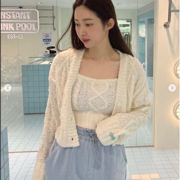 인스턴트펑크 케이블 니트 가디건 