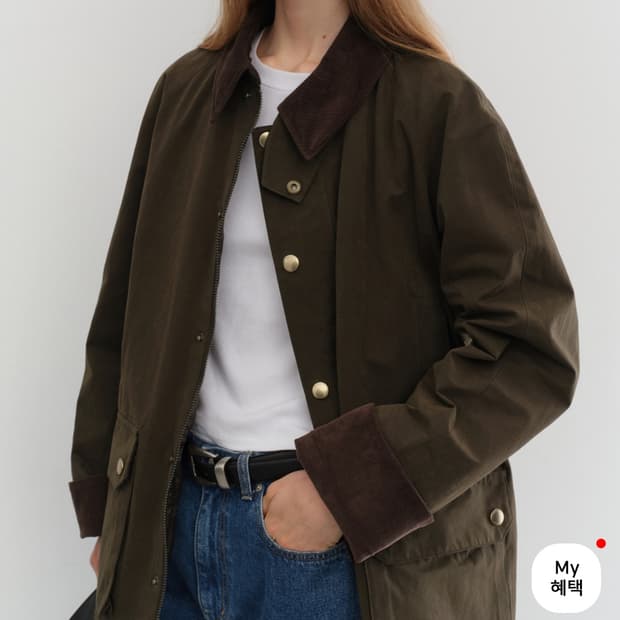 던스트 왁스 코튼 헌팅 자켓 카키 00S (택만뜯은 새상품)