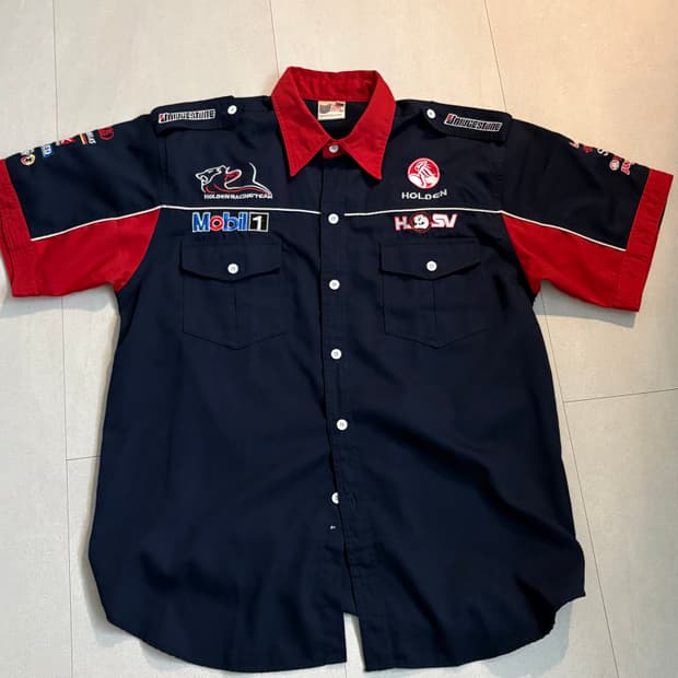 XXL WRC 네이비 자수 올드스쿨 레이싱 반팔 셔츠