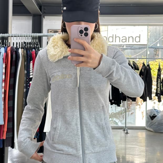 아디다스 Y2k 양털넥 코튼집업