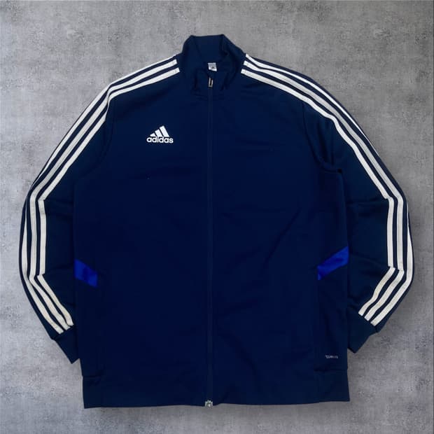 아디다스 네이비 컬러 스몰 로고 삼선 라인 트랙탑 져지