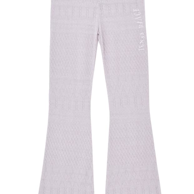 Eyelet Boot-cut Pants (White Pink)