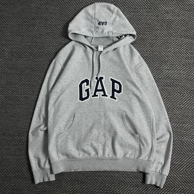 Gap 빅로고 그레이 박시핏 후드 티셔츠o 3941