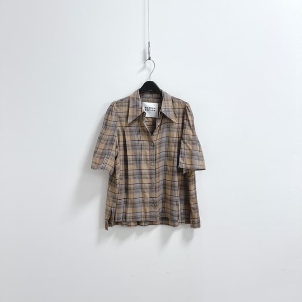 마론에디션 체크 코튼 블라우스