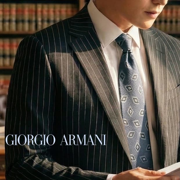 조르지오 아르마니 기하학 패턴 넥타이 9.8cm A+등급 K2529
