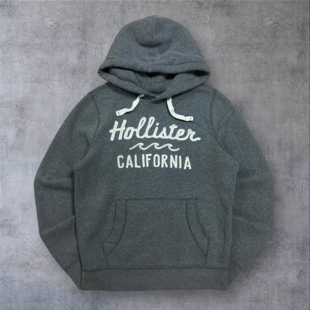 홀리스터 y2k 스펠아웃 빅로고 그레이 후드티