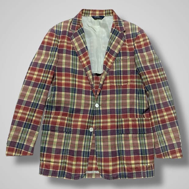 [105]폴로 린넨 체크 블레이저 자켓