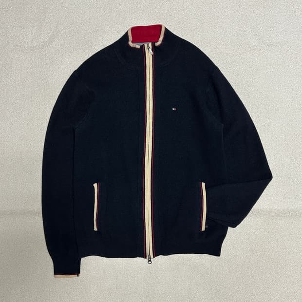 타미힐피거 울 니트 집업