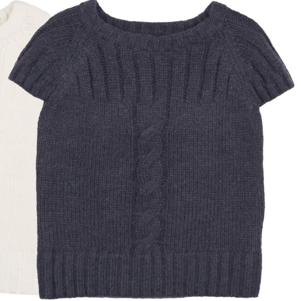 빈티지 반팔 니트 차콜 