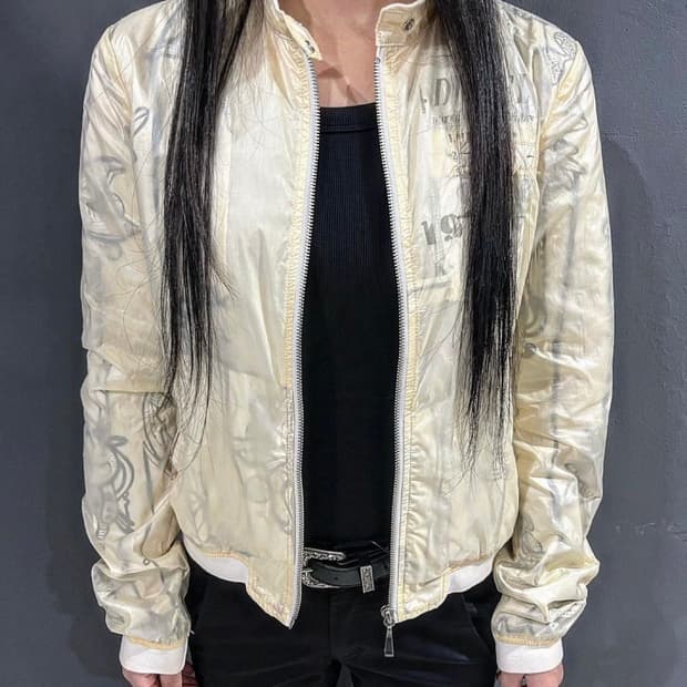 디젤 립스탑 프린팅 디테일 블루종 타입 재킷