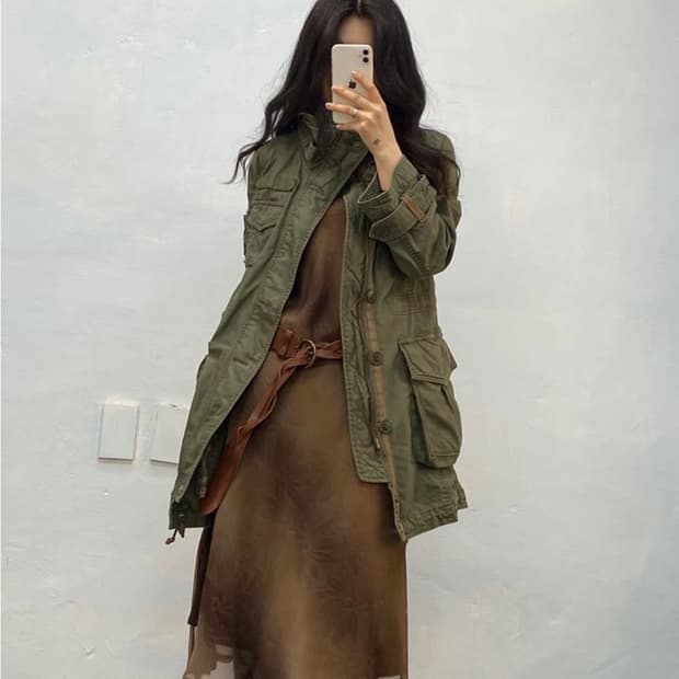 [1453]Min@rna khaki field jacket#
