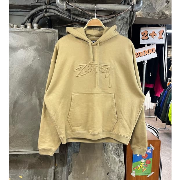 스투시 릴렉스드 오버사이즈드 기모 후드티 베이지 M #csz3769