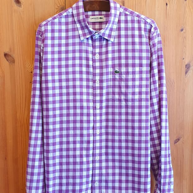 100.라코스테 Slim Fit 체크셔츠(퍼플) 