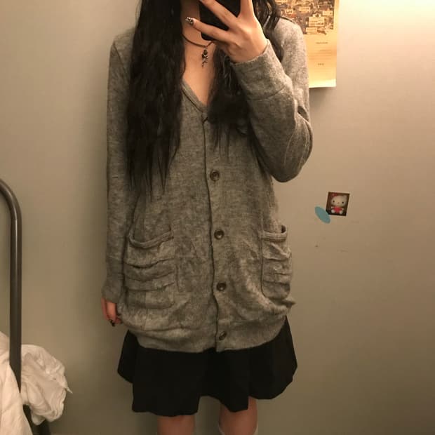 jpn Vintage 모리걸 셔링 포켓 가디건