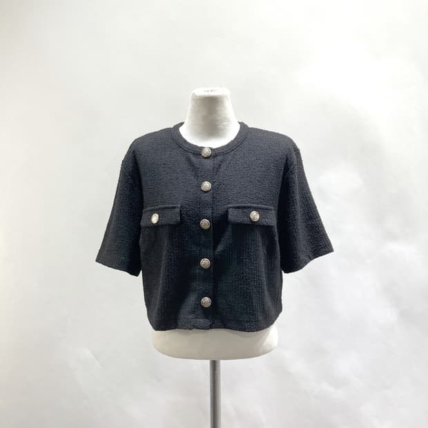 H&M 여 반팔 트위드 크롭가디건 M