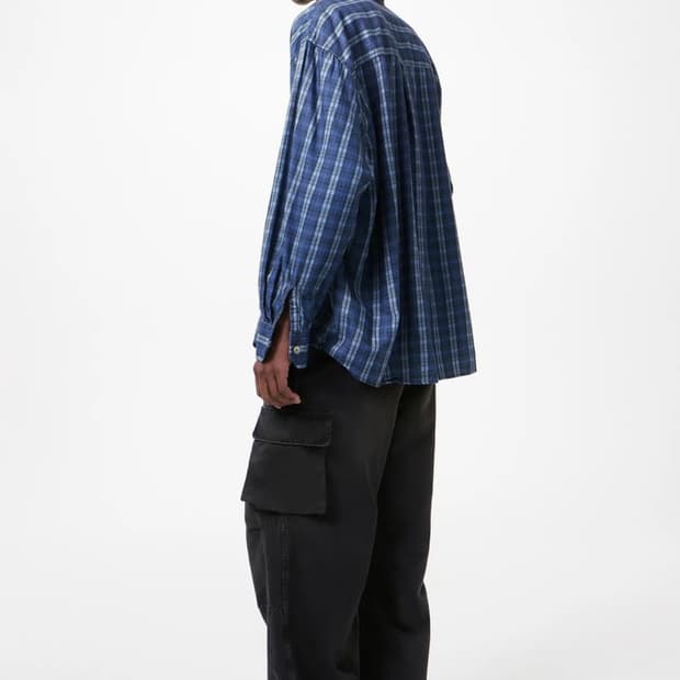 아워레가시26ss 버로우드 체크 셔츠/블루