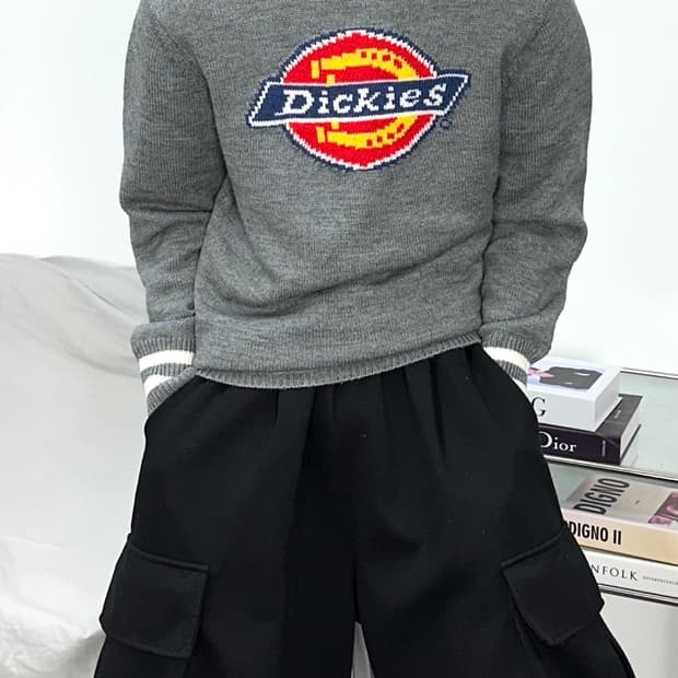 디키즈 빅로고 그레이 니트 M