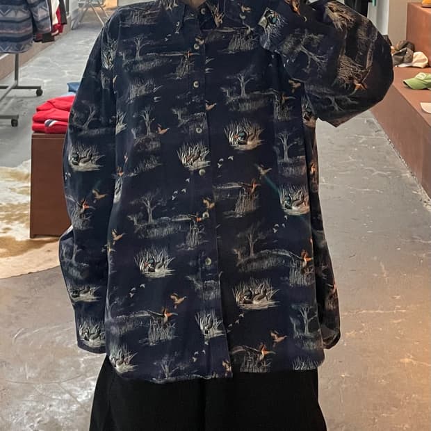 빈티지 아웃도어라이프 패턴 헌팅셔츠 H2233