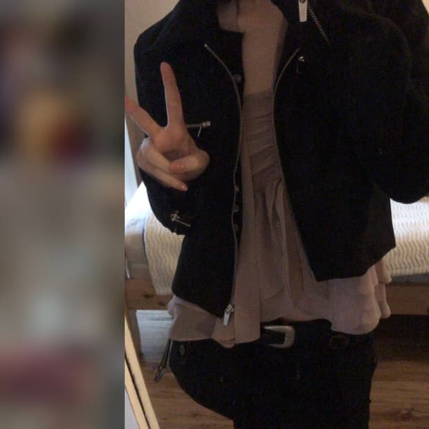 스웨이드 레더 숏 자켓