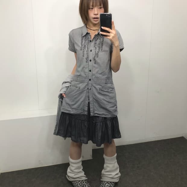 𖤐 그레이 프릴 모리걸set𖤐  