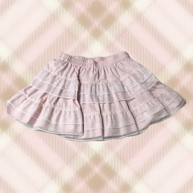 핑크 레이스 캉캉 스커트 치마 라떼 히메 갸루 러블리 로걀 빈티지 양산형