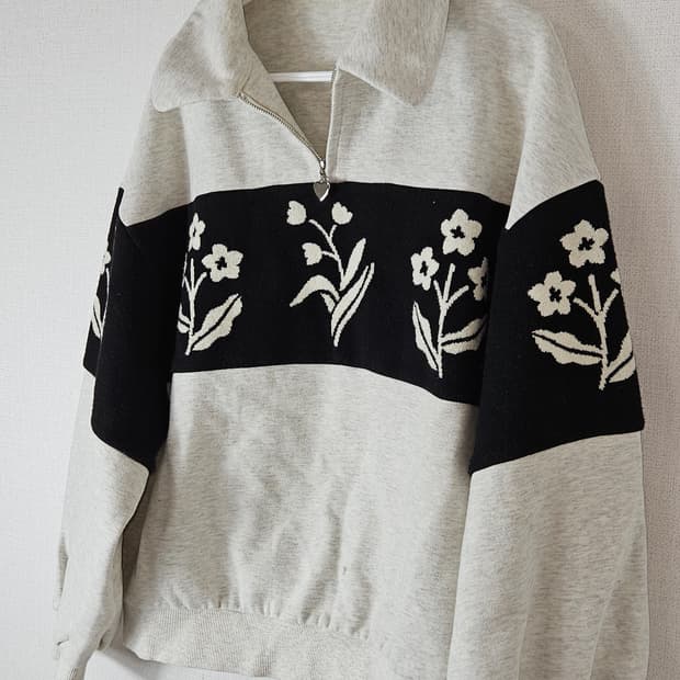 KUOSE 쿠오세 니트 카라 맨투맨 하프집업 S