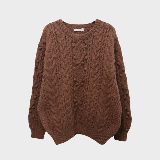 FLANDRE 브라운 폼폼 울 니트 61328