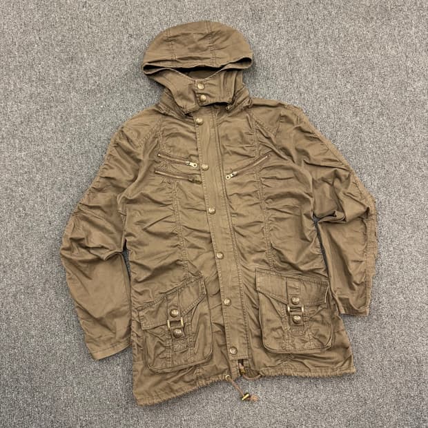 L)cornflake 빈티지 Y2K 올리브 셔링 야상 자켓