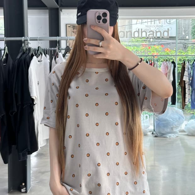 베이프 마일로 미니 풀로고 반팔티 그레이베이지