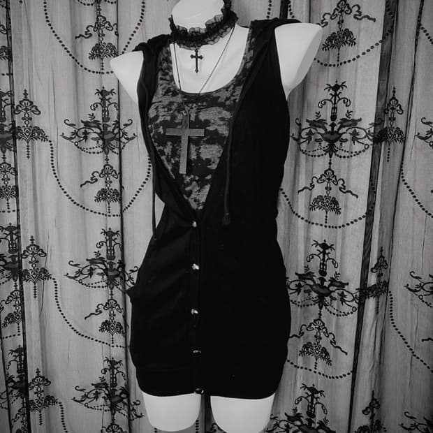 빈티지 블랙 원피스 고딕 락시크