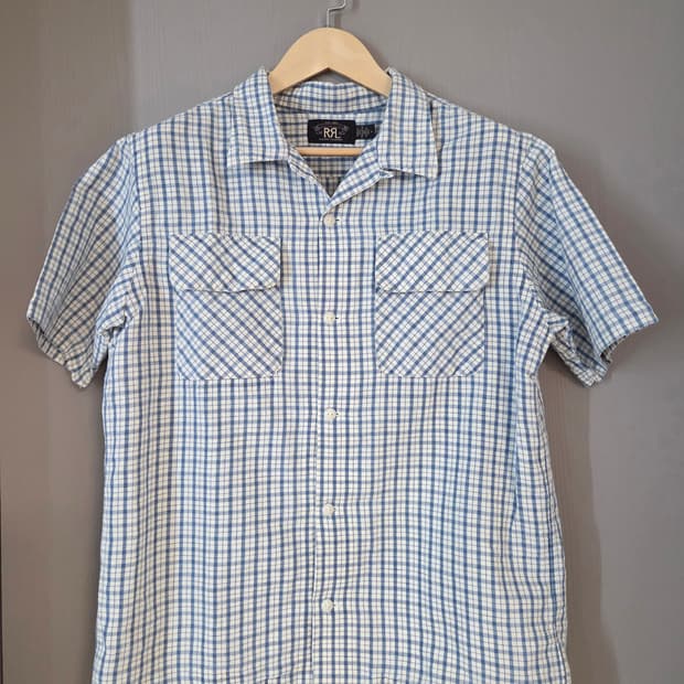 RRL 더블알엘 블루 체크 셔츠 M