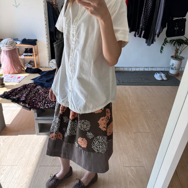 빈티지 아이보리 반팔 셔츠