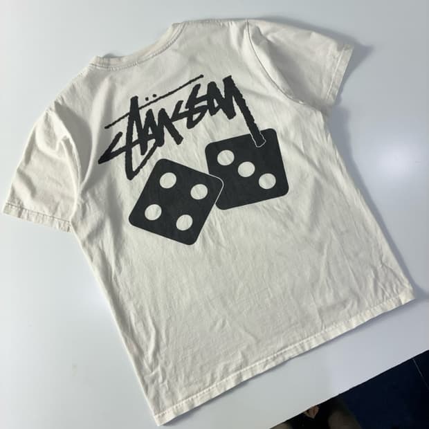 Stussy 스투시 다이스 피그먼트 다이드 화이트 반팔티셔츠