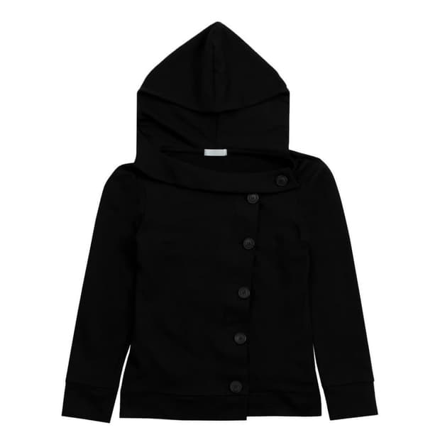 oshigh 오스하이 스프링 넥 버튼 후드 블랙